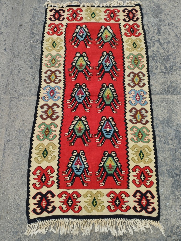 Vintage Handmade Turkish Tribal Wool Kilim Rug Carpet 133x70 cm