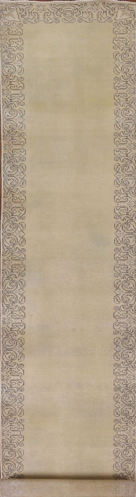 Hand-knotted Muted Traditional Bordered 16 ft. Long Runner Rug 15' 8" x 2' 8"