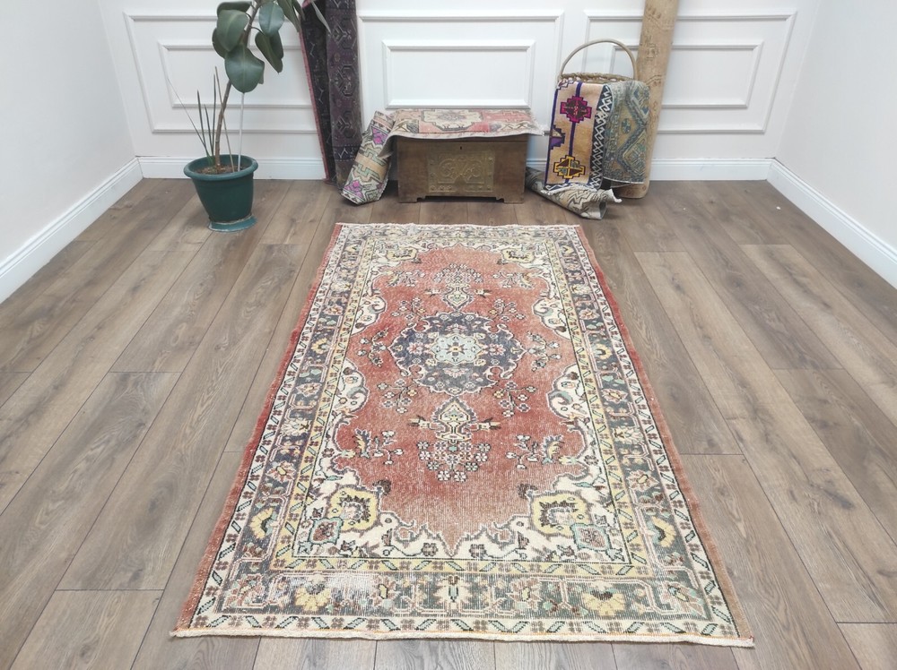 Red Area Rug, Bedroom Rug, Bohemian Rug, Living Room Rug, Handmade Rug