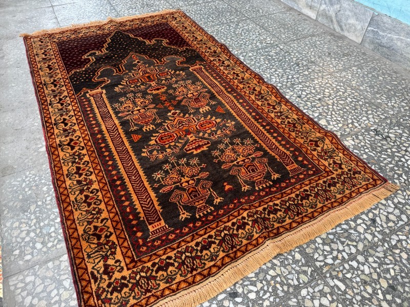 3x4 ft Antique Afghan Hand Knotted Rug Geometric Terracotta Brown Tribal Carpet gallery