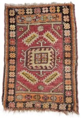 90 Yo Antique Central Anatolian Wool Rug Fragment, Natural Dyes 25×38”