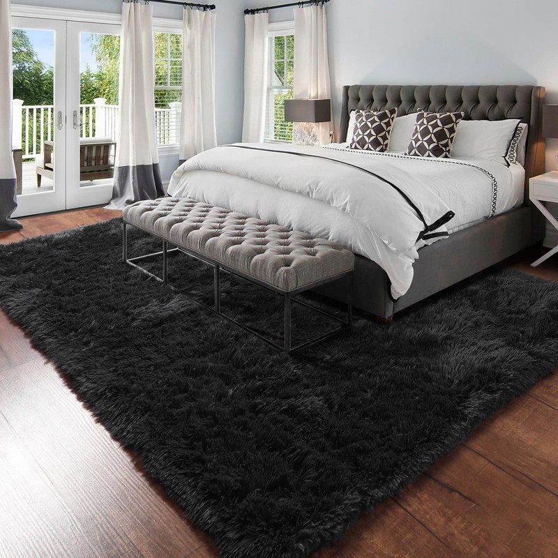 Amdrebio Black Fluffy Large Living Room Rugs,6x9 Rug,Furry Area Rug for Bedro... gallery