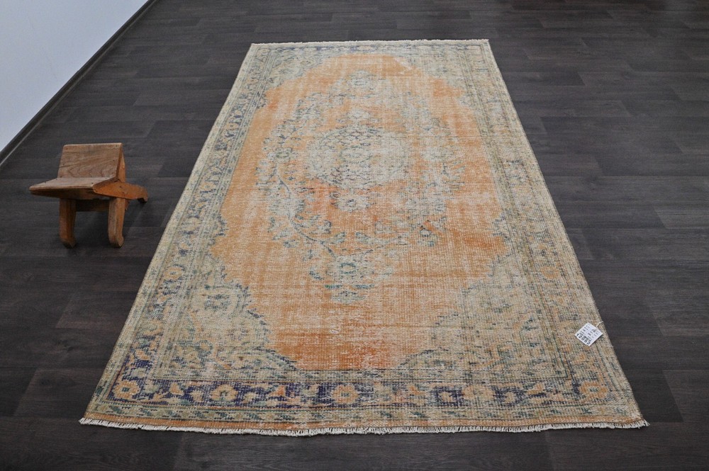 Oushak Turkish Vintage Rug 5x8 Kilim Rug Anatolian Handmade Boho Decor ORANGE