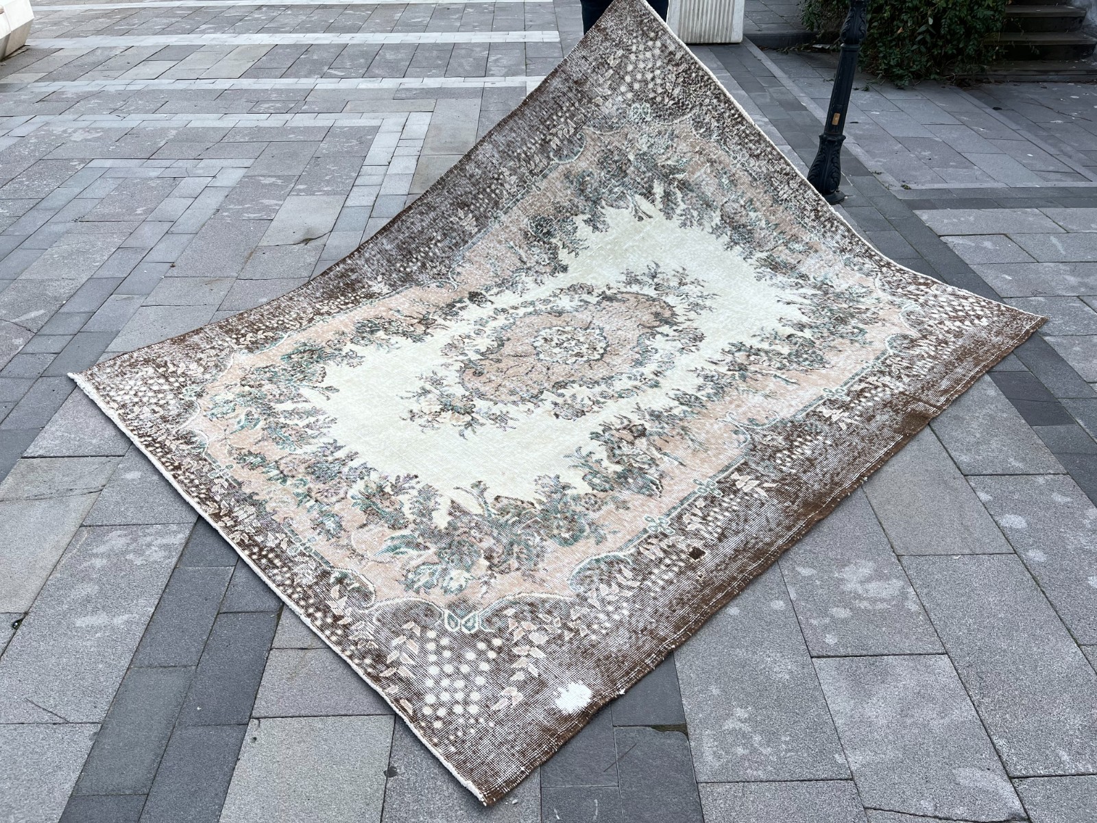 7x9 FT Vintage Turkish Oushak Rug Handmade Distressed Anatolian Wool Area Rug gallery