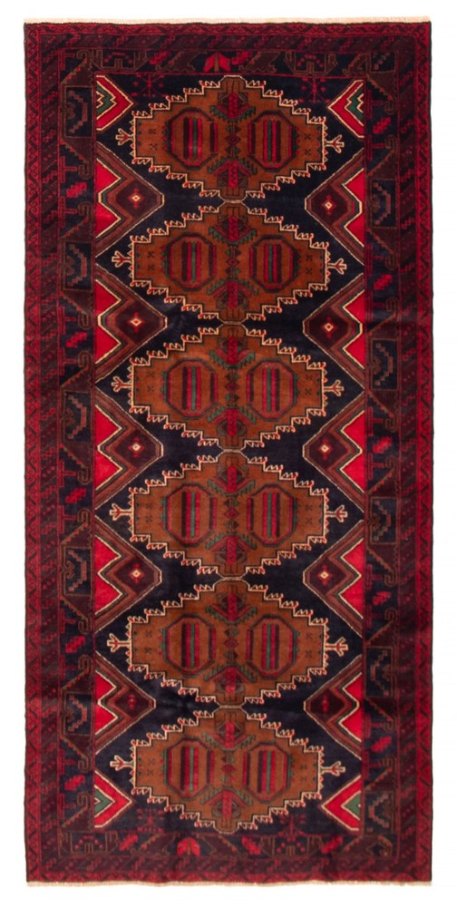 Vintage Geometric Area Rug 4'5" x 9'3" Traditional Hand-Knotted Wool Carpet