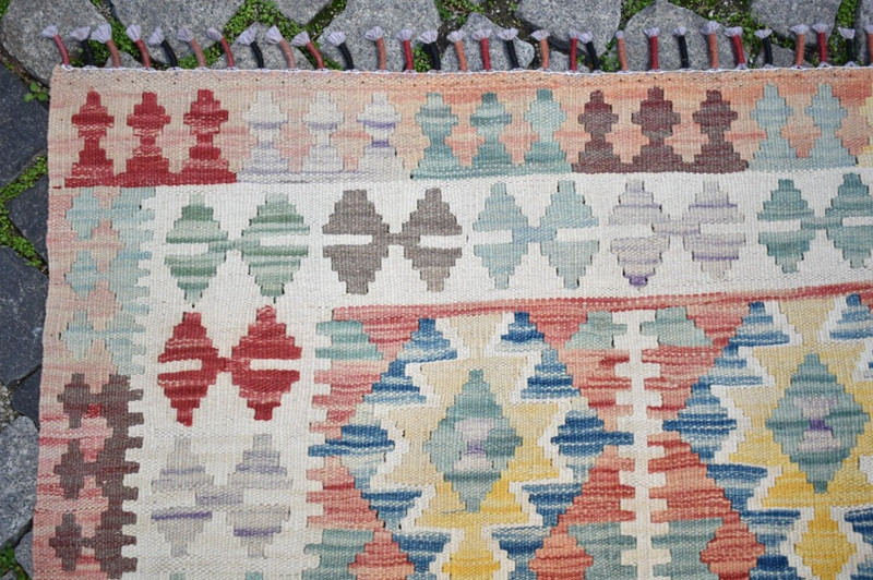 Afghan Rug 43'' x 64'' Tribal Flat Woven Rug Muted Dye Rug Home Decor Wool Rug gallery