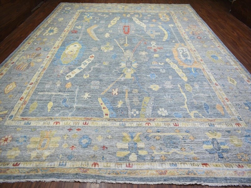 12'0" x 16'0" Gray, Natural Dyes, Organic Wool, Hand Knotted, Angora Oushak Rug gallery