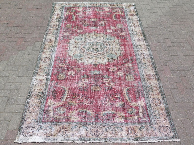 Vintage Rug, Anatolia Carpet, Distressed Rug, Floor Carpet Handmade Rug 68"x111" gallery