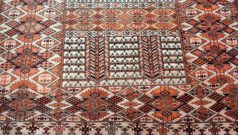 Vintage Turkmen Ensi Yomud Silk Foundation Handmade Wool Tribal Rug 4'6" x 6' gallery