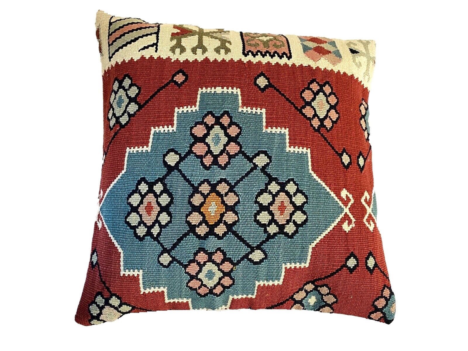 # 4424 Superb Old Tribal Kilim Pillow Cover 16 by 16" gallery