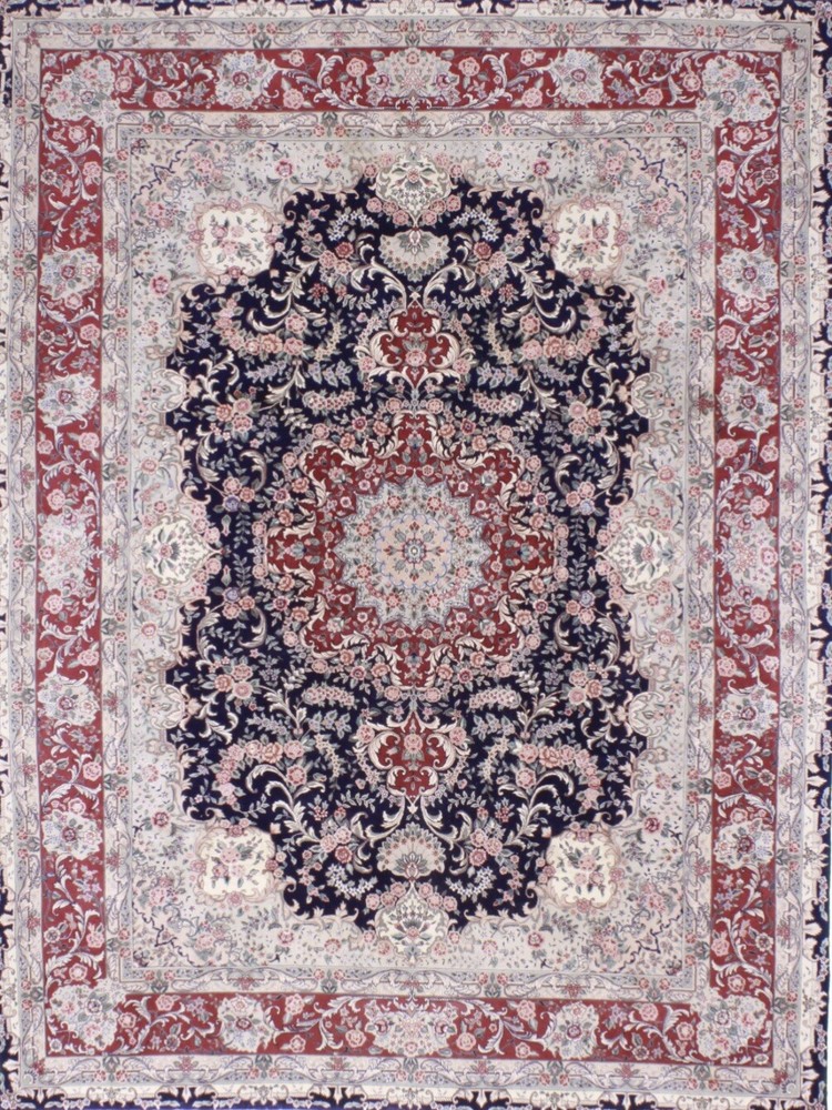 Chines Rare 9 X 12 Wool Elegant Tabrizz Oriental Area Rug Knotted Blue .