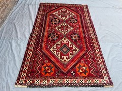 Vintage Turkish-Inspired Rug | 4’9″ x 7’10” Faded Geometric Medallion Area Rug