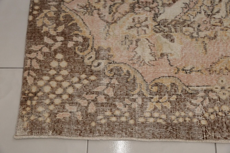 Neutral rug, Earth tone rug, Handmade area rug, Vintage oushak rug, 6.6x10 ft gallery
