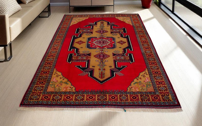 Vintage 1960s Handwoven Turkish Rug 6’8” x 9’11” – Unused Wool with Natural Dyes gallery