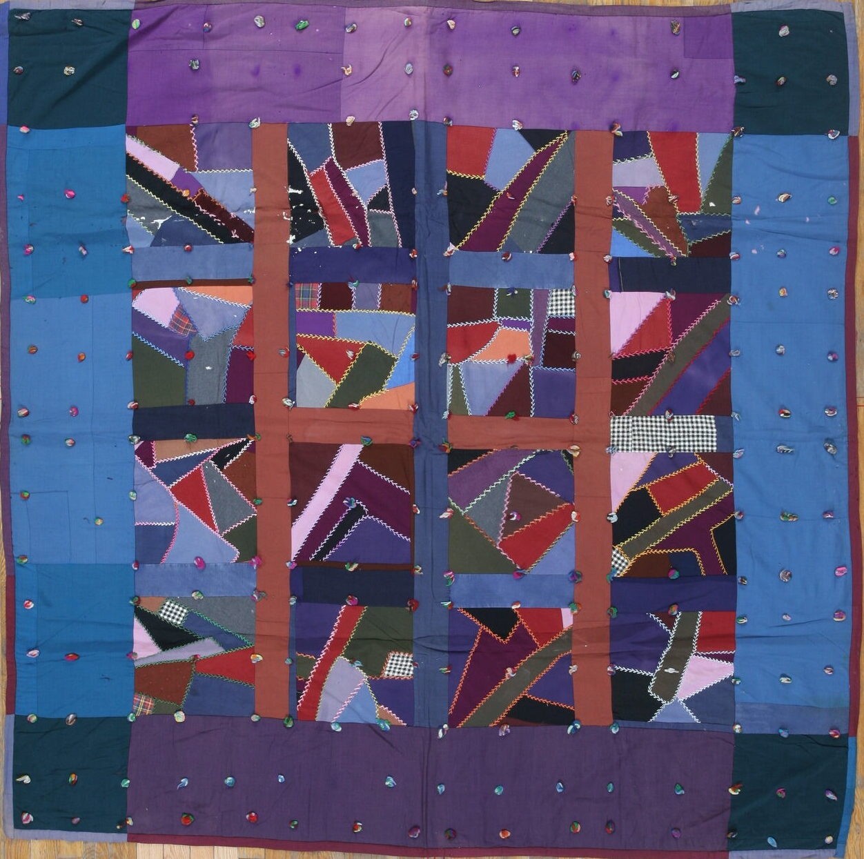 6X6 Antique American Quilts Wool Area Rug 1920 gallery