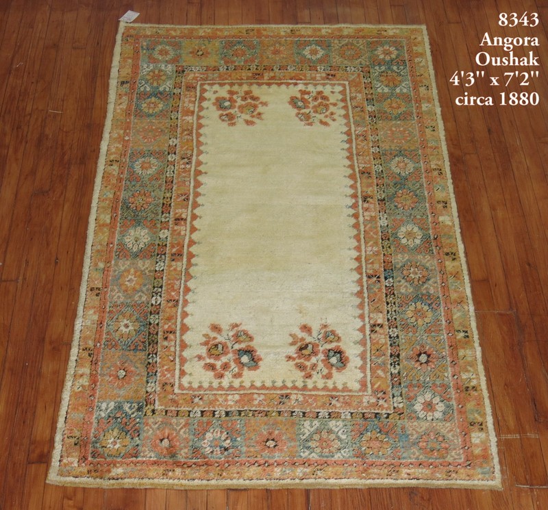 Antique Authentic Angora Turkish Oushak Ushak Rug Size 4'3''x7'2'' gallery