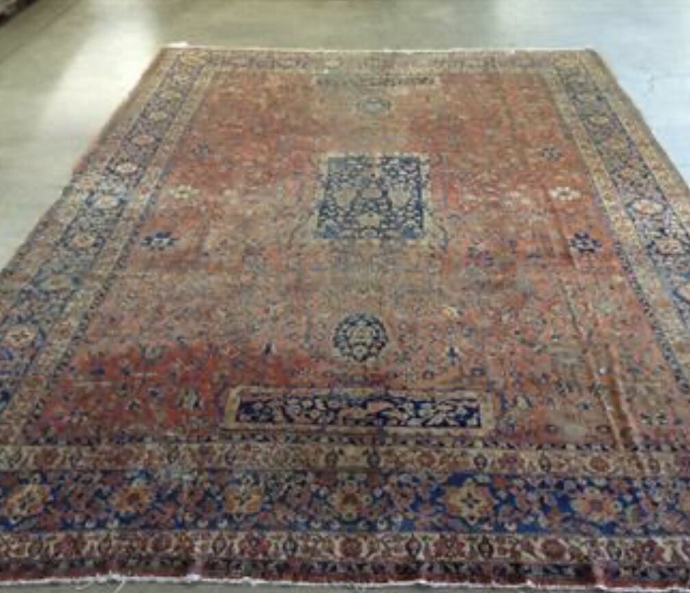 Vintage Original Area Rug Antique Rare Wool Pile 9 X 12.5 Tabrizz Pre 1900 Rust