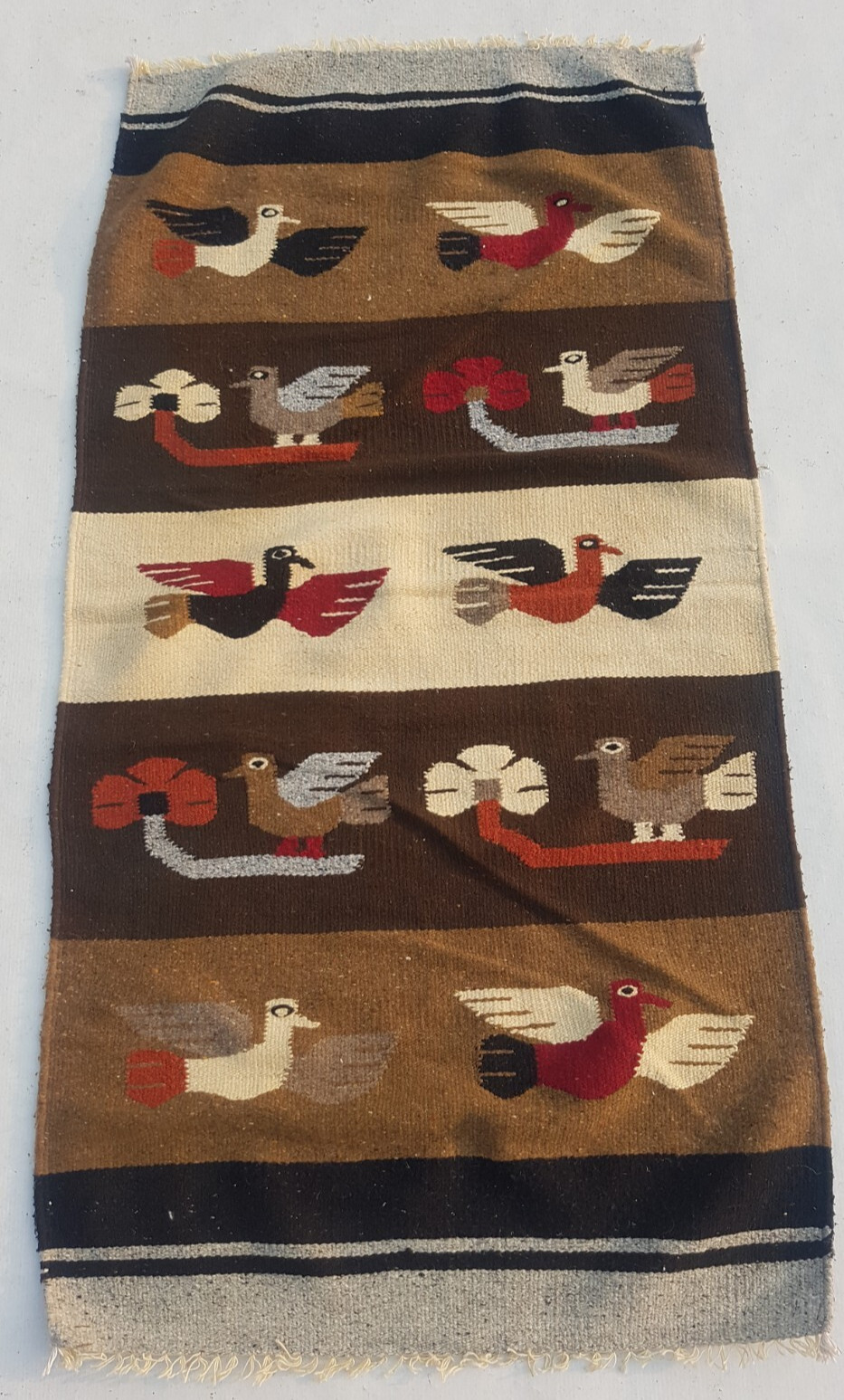 Vintage Traditional Handcrafted Mexican Kilim Rug for Home Décor 133x68 cm gallery