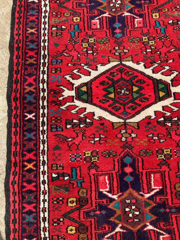 Vintage Traditional Hand-knotted Geometric Tribal Oriental Wool Rug 103x68 cm gallery