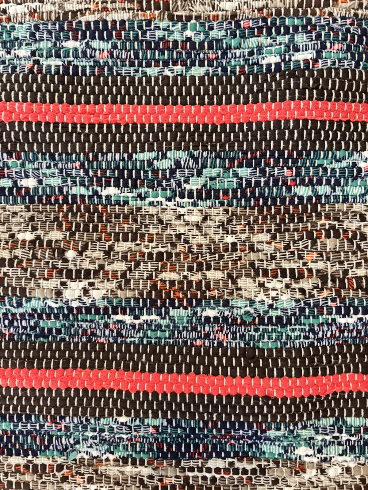 BRIGHT COLORS Swedish Hand Made Rag Rug (35 x 74 inches) 1930s gallery