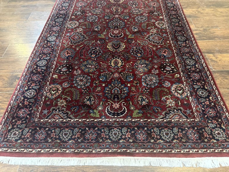 Indo Per'sian Rug 5x7, Vintage Traditional Floral Carpet, Burgundy and Navy Blue gallery