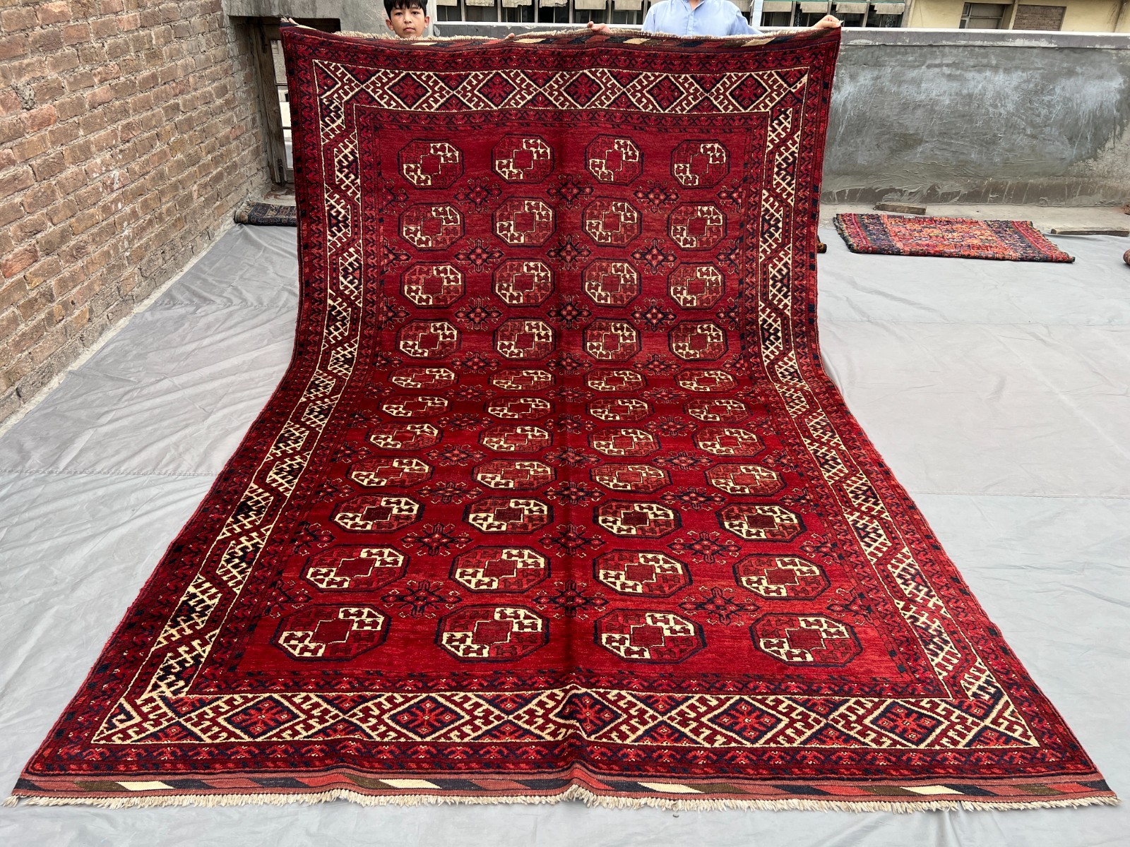 7x11 Red Vintage Turkmen Afghan Large Area Rug Hand Knotted Wool Tribal Hall gallery