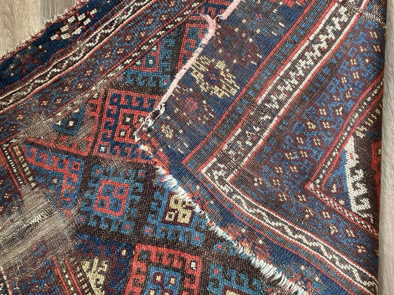 Antique Kurdish Tribal Hand Knotted Wool Rug 30x48 Geometric Medallion gallery