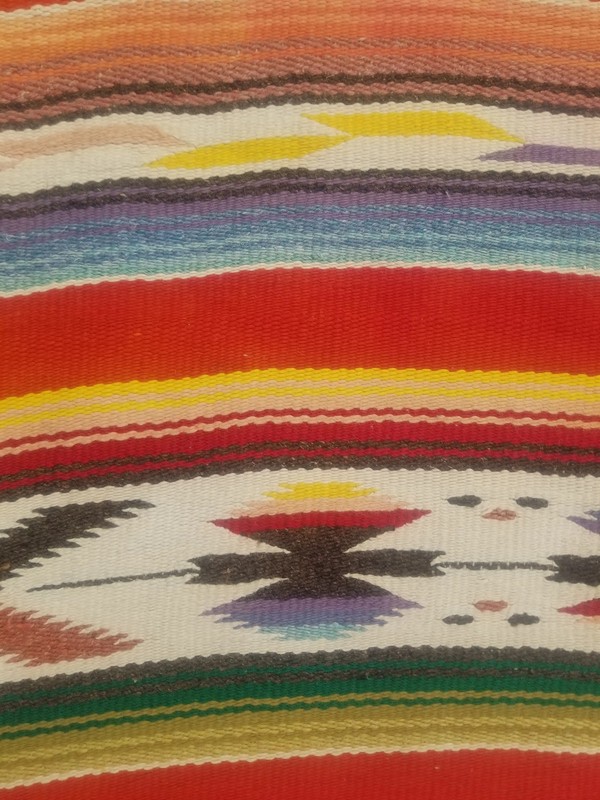 Fine Vintage Traditional Handmade Mexican Wool Multicolor Kilim 7.1x4.5 ft gallery