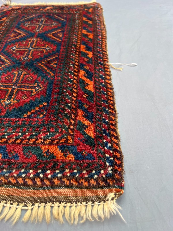 1'4x2'7 Ft Vintage Caucasian Handwoven Wool Geometric Tribal Design Rug gallery