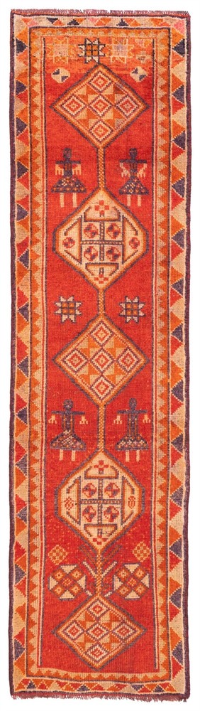 Vintage Hand-knotted Runner Rug 2'11" x 10'9" Traditional Oriental Wool Carpet