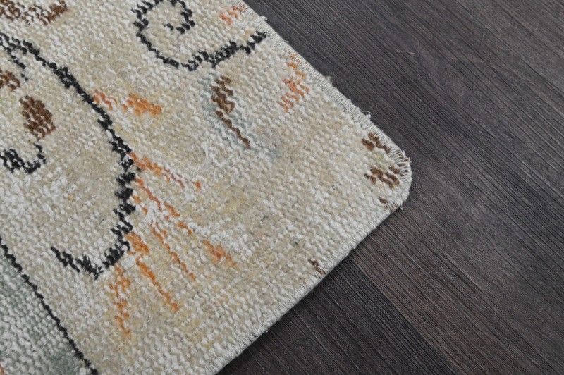 Oushak Turkish Doormat Rug 1x2 BEIGE Anatolian Handmade Vintage Small Kilim Rug gallery