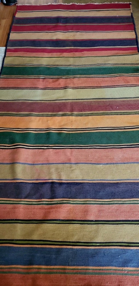 Handmade vintage afghan tribal maldari kilim rug, Width 57", Length 10ft