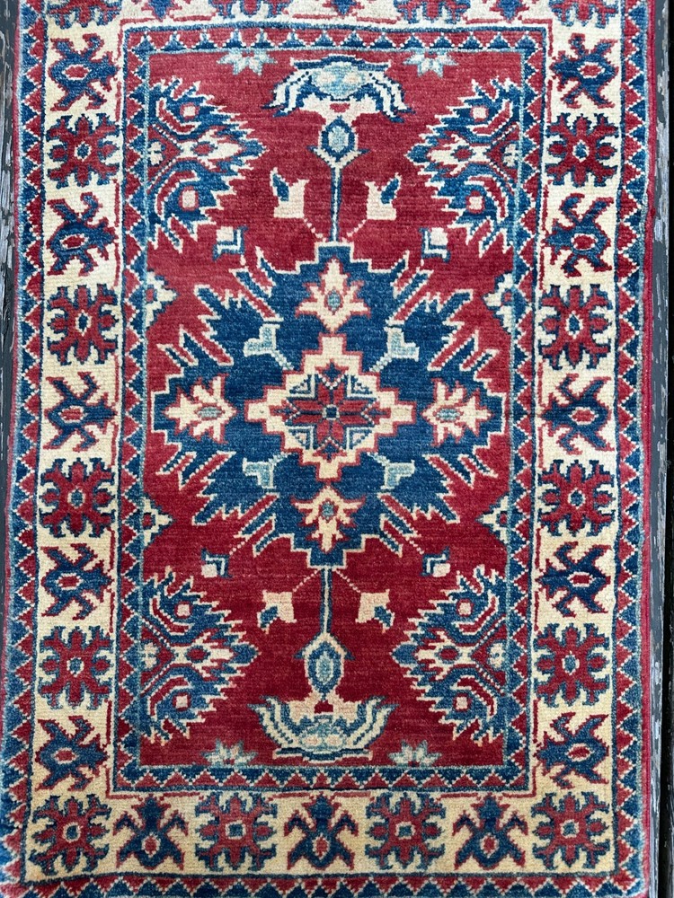 New Handmade Colorful Afghan Kazakh Small Accent Rug, 2'x3'