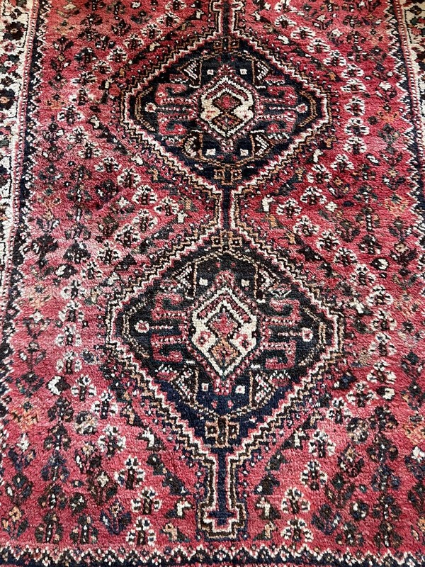 Vintage Tribal Wool Rug Red Medallion Style Hand Knotted 150x110cm gallery