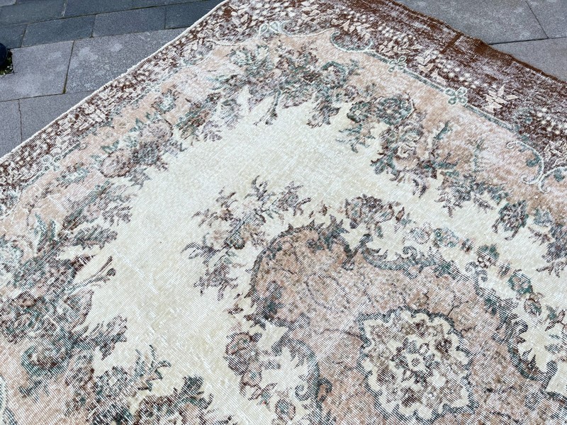 7x9 FT Vintage Turkish Oushak Rug Handmade Distressed Anatolian Wool Area Rug gallery