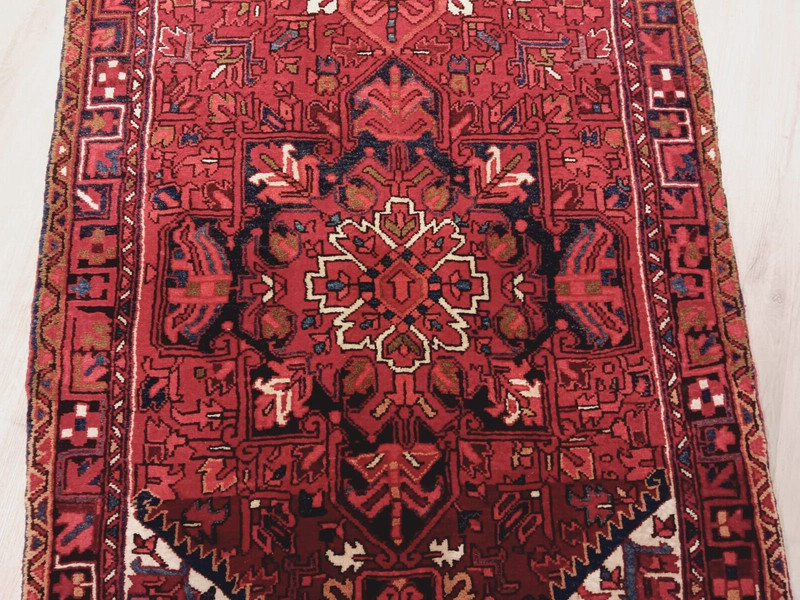 ESTATE 11 FEET RUNNER Circa 1950 VEGETABLE-DYE HANDMADE-KNOTTED WOOL RUG 586479 gallery