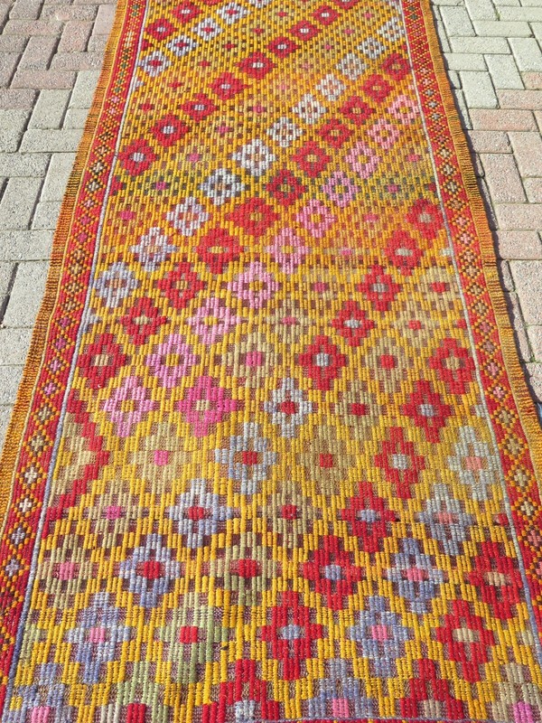 Turkish Kilim Runner Embroidery Rug, Hallway Carpet Rugs Corridor Kelim 44"x105" gallery