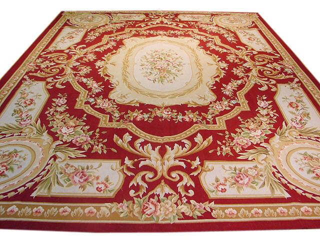 8x10 Burgundy European Design Aubusson 17th Century Handmade Area Rug PIX-9545