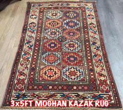 3x5ft Antique Collectible Caucasian Moghan Rug circa 1880,