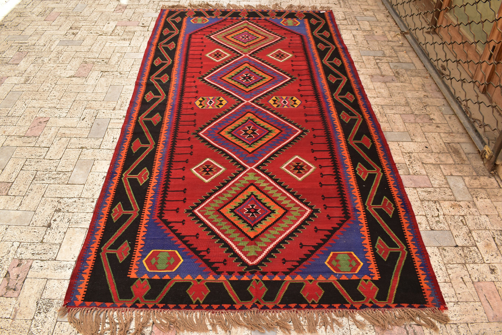 Caucasian Rug 63''x122'' Handwoven Kilim 162x312cm Rug Oriental Vintage 5x10 Rug gallery