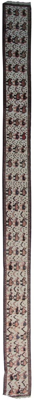 2x19 Antique Handmade Runner Tapestry Raised Pile Animal Design 44cm x 579cm gallery