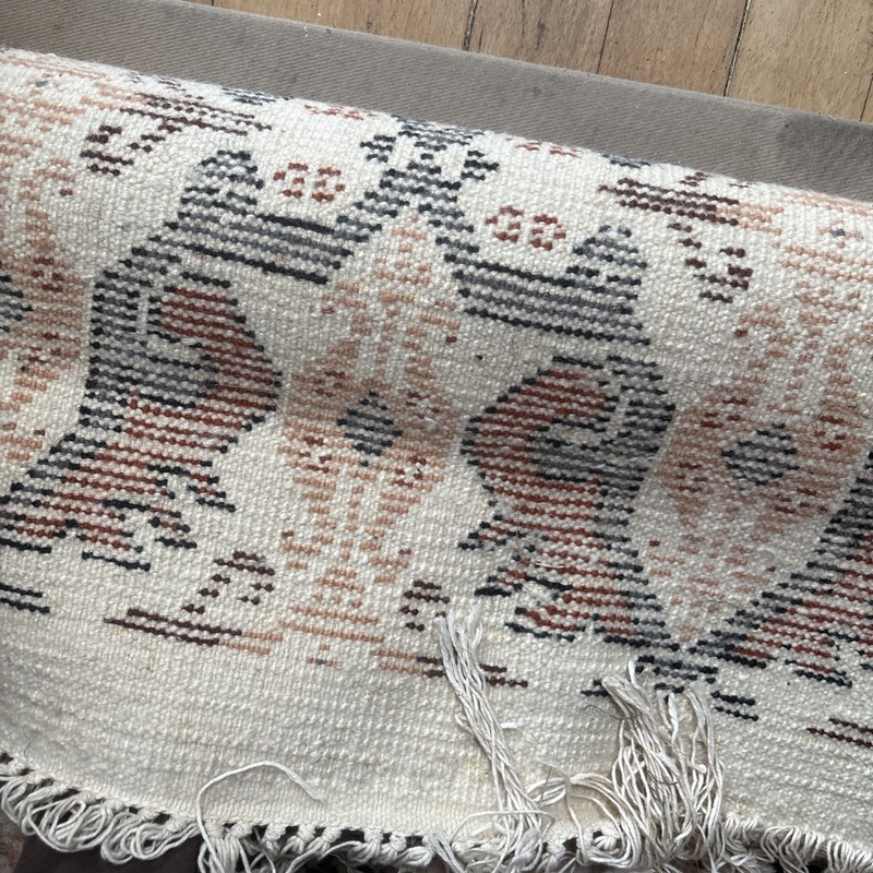 Mid century Vintage Hand Knotted Rug 2.7x4.6 ft Beige Wool rug gallery