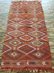 Vintage Handmade Turkish Anatolian Geometric Wool Kilim Rug 174×92 cm