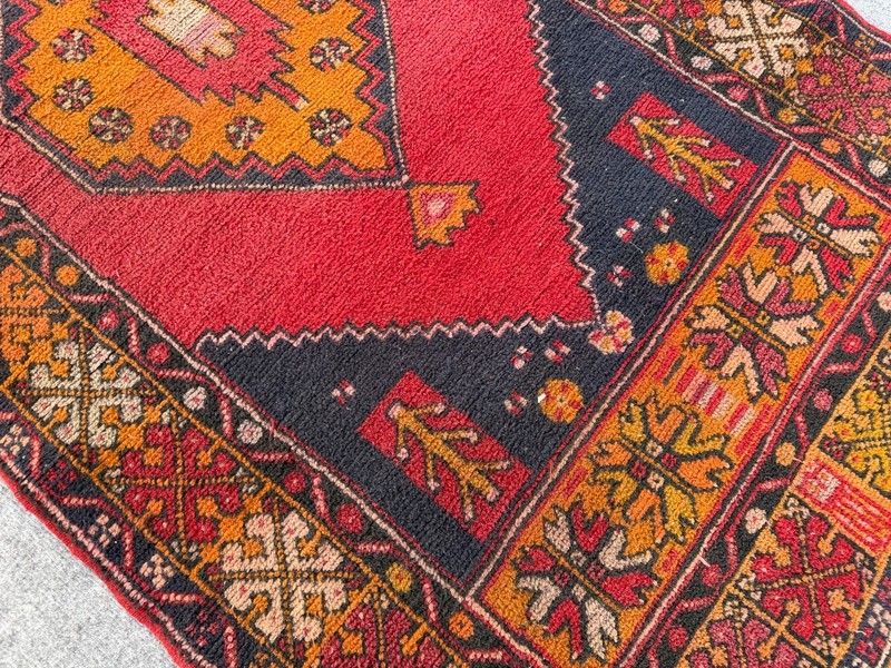 Vintage Oushak Bohemian Rug, Handknotted Turkish Anatolian Wool Area Rug 3x6 gallery