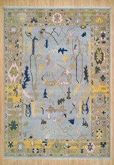 SALE 8X10 Gray Hand Knotted Oushak Wool Area Rug | Designer Rugs | Bedroom Rug