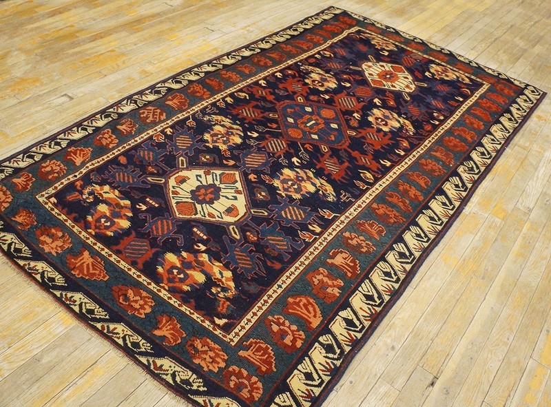 4'x7' Classic Blue Color Tribal Design Antique Caucasian Seychour Late 19th gallery