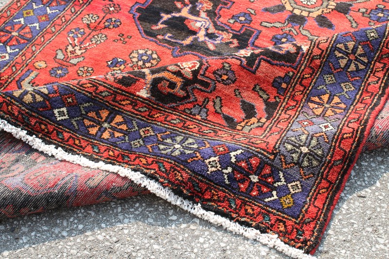 Medallion Floral Vintage Afghan 4' 7" x 7' 10" Orange Handmade Area Rug gallery