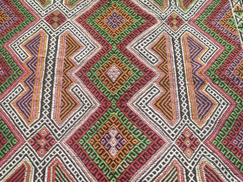 Vintage Turkish Kilim Rug, Handmade Wool Tribal Large Carpet Colorfull Rug 5x8ft gallery