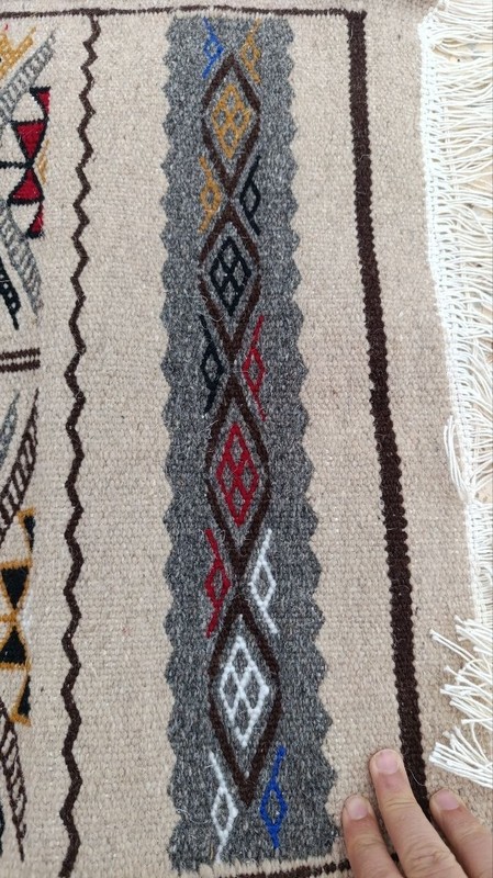 Saharan Wool Rug Algeria Berber Tribal Wall Hanging Boho Decor 31x20 Inches gallery