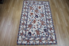 Fine Handmade Indian embroidery rug with pictorial design 150 x 90 cm